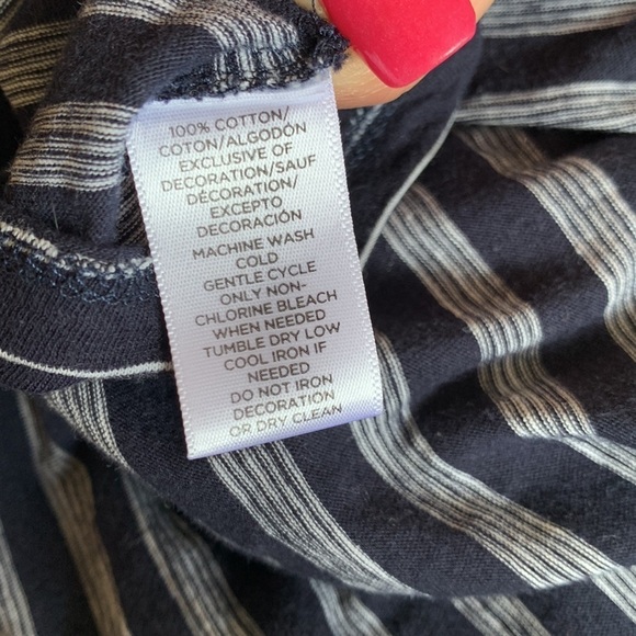 LOFT striped T-shirt with ruffle sleeves size M 100% cotton - Picture 6 of 6